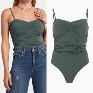 New With Tags – Express Body Contour Compression Ruched Bodysuit With Bra‎ Cups